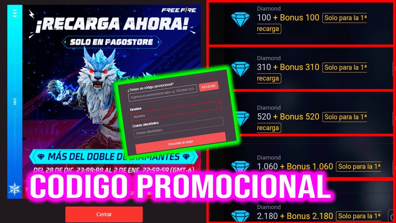 existe algun codigo promocional para free fire 1
